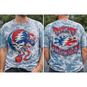 Vintage Grateful Dead Style Tie Dye Skull Lightning Bolt T Shirt Large